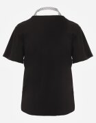 melya by melody Tricou Negru din bumbac Hillswor Decorat cu eșarfă