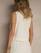 melya by melody Vestă Bej cu Vâscoză și In cu Imprimeu Etno Decorată cu Broderie Fenarlin