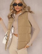 melya by melody Vestă Bej Matlasată din material matlasat și reversibil Erinea