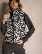 melya by melody Vestă Gri Matlasată cu imprimeu leopard Merinaes