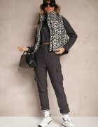 melya by melody Vestă Gri Matlasată cu imprimeu leopard Merinaes
