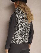melya by melody Vestă Gri Matlasată cu imprimeu leopard Merinaes