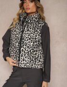 melya by melody Vestă Gri Matlasată cu imprimeu leopard Merinaes