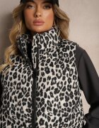 melya by melody Vestă Gri Matlasată cu imprimeu leopard Merinaes