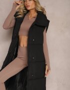 melya by melody Vestă Neagră cu croială lungă legată în talie cu guler Umesine