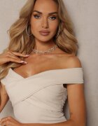 messaya Rochie Bej spaniolă mulată cu volan Stantia
