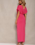 messaya Rochie de cocktail Fucsia cu decolteu triunghiular și curea din material cu despicătură Wilni