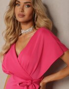messaya Rochie de cocktail Fucsia cu decolteu triunghiular și curea din material cu despicătură Wilni