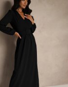 messaya Rochie de cocktail Neagră cu croială evazată și curea decorativă Feliera