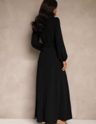 messaya Rochie de cocktail Neagră cu croială evazată și curea decorativă Feliera