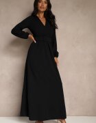messaya Rochie de cocktail Neagră cu croială evazată și curea decorativă Feliera