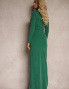 messaya Rochie de seară Verde Închis Cambrată cu Fir Metalic și Decolteu Plic Emilene
