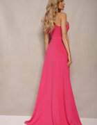 messaya Rochie Fucsia cu croi evazat pe un umăr cu despicătură adâncă Efiela