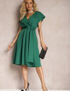 messaya Rochie Midi Verde cu decolteu petrecut cu croială evazată Tenero