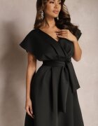 messaya Rochie Neagră Midi cu Decolteu petrecut cu croială evazată Tenero