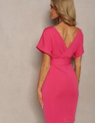 messaya Rochie petrecută fucsia cu curea din material cu cataramă și decolteu triunghiular Mennada