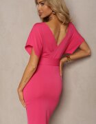 messaya Rochie petrecută fucsia cu curea din material cu cataramă și decolteu triunghiular Mennada
