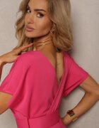 messaya Rochie petrecută fucsia cu curea din material cu cataramă și decolteu triunghiular Mennada