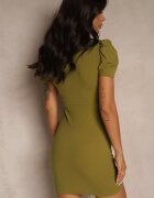 messaya Rochie petrecută verde deschis cu mâneci bufante Halmeira