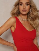 messaya Rochie Roșie Asimetrică De cocktail cu croială lungă evazată Erulia