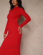 messaya Rochie Roșie cu Croială Ajustată cu Decupaj Decorativ Worfedi