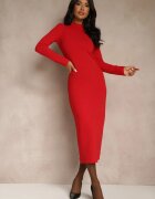 messaya Rochie Roșie cu Croială Ajustată cu Decupaj Decorativ Worfedi