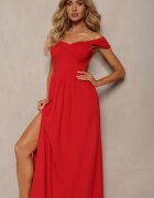 messaya Rochie Roșie Elegantă Lungă Spaniolă Finisată cu Despicătură la Bază Idelia