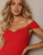 messaya Rochie Roșie Elegantă Lungă Spaniolă Finisată cu Despicătură la Bază Idelia