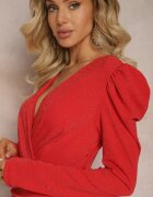 messaya Rochie roșie strălucitoare petrecută mini cu încrețituri Fioras
