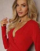messaya Rochie Roșie Tip plic cu croială cloș cu șliț și cusături metalice Emiraia