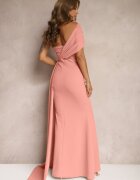 messaya Rochie Roz Maxi fără Bretele cu Trenă Decorativă și Drapaj Kaliel