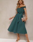 messaya Rochie Verde de Seară Spaniolă cu Curea din Material Yellia