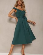 messaya Rochie Verde de Seară Spaniolă cu Curea din Material Yellia