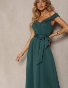 messaya Rochie Verde de Seară Spaniolă cu Curea din Material Yellia