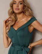 messaya Rochie Verde de Seară Spaniolă cu Curea din Material Yellia