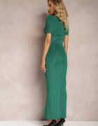 messaya Rochie Verde Maxi Spaniolă cu Fundă la Decolteu Pansia