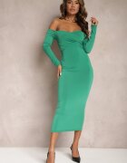 messaya Rochie Verde Petrecută Midi Stil Spaniol cu Croi Mulat Vervena