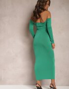 messaya Rochie Verde Petrecută Midi Stil Spaniol cu Croi Mulat Vervena