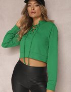 metro five Bluză Verde Crop Top cu Legătură Oreithitrite