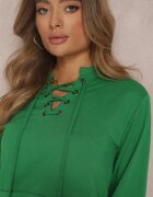 metro five Bluză Verde Crop Top cu Legătură Oreithitrite