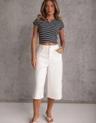 metrofive Crop top din bumbac din tricot cu dungi decorat cu decupaj Ionilla Bleumarin