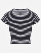 metrofive Crop top din bumbac din tricot cu dungi decorat cu decupaj Ionilla Bleumarin
