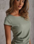 metro five Rochie bodycon minimalistă cu fronțuri și mânecă scurtă Diomilla Verde