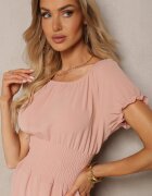 metro five Rochie Roz închis Spaniolă cu croi clos cu elastic în talie Lavela
