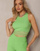 metro five Top Casual Verde Finisat cu Dantelă Lomada