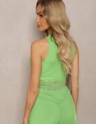 metro five Top Casual Verde Finisat cu Dantelă Lomada
