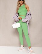metro five Top Verde deschis Elastic cu Guler scurt Nonahilla