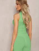 metro five Top Verde deschis Elastic cu Guler scurt Nonahilla