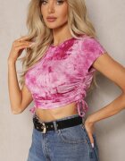 metrofive Tricou Fucsia Viscoză cu Model Tie-Dye cu Legături Laterale Iriandella