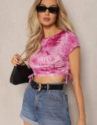 metrofive Tricou Fucsia Viscoză cu Model Tie-Dye cu Legături Laterale Iriandella